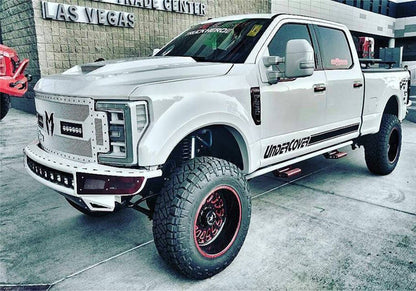 M-RDS Front Bumper Pre-Runner Radius Style 1 Piece with Integrated Brushed Aluminum Skid Plate 1.75 in 0.095 in Wall Tubing 2017-2022 Ford F-250/350 Textured Black NFab