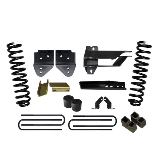 Lift Kit 4 Inch Lift 17-19 Ford F-250 Super Duty Includes Front Coil Springs Track Bar/Radius Arm/Steering Stab/Sway Bar Relocation Brackets Bump Stops Spacers Rear Lift Blocks And U-Bolts Skyjacker