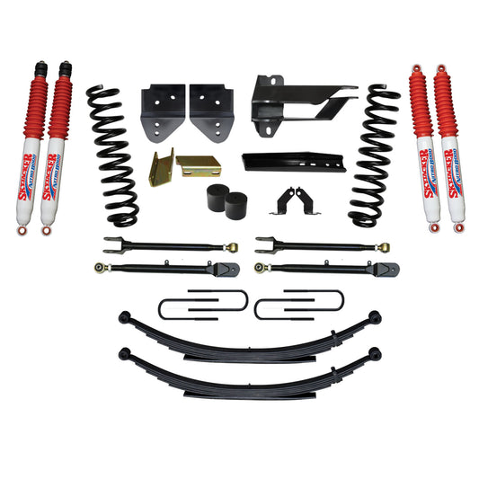 Suspension Lift Kit w/Shock 4 Inch Lift Incl. Front Coil Springs Rear Leaf Springs Adjustable 4-Links Nitro 8000 Shocks 17-19 Ford F-250/ F-350 Super Duty Diesel Skyjacker
