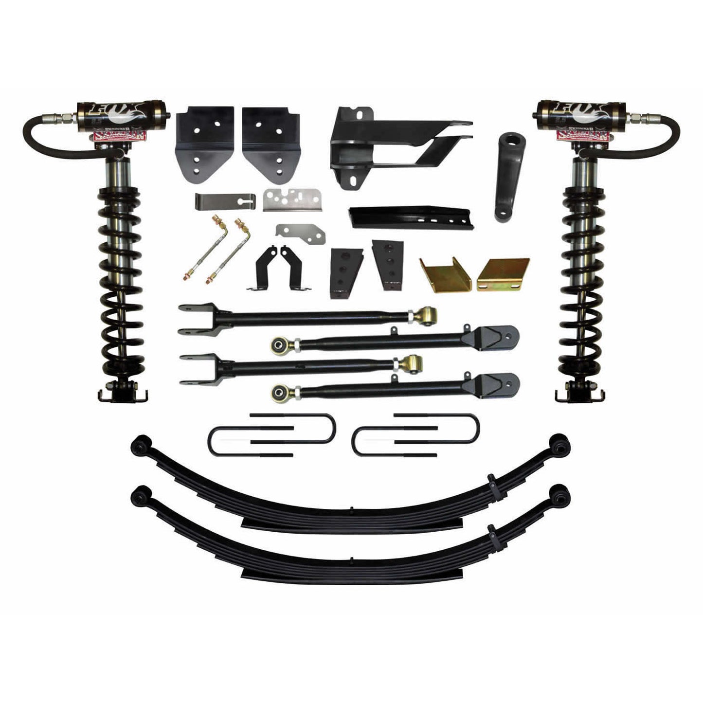 Suspension Lift Kit w/Shock 8.5 Inch Lift Class II 4-Link Sys Incl. Front Coil Over Shocks Rear Leaf Springs 17-19 Ford F-250/ F-350 Super Duty Skyjacker