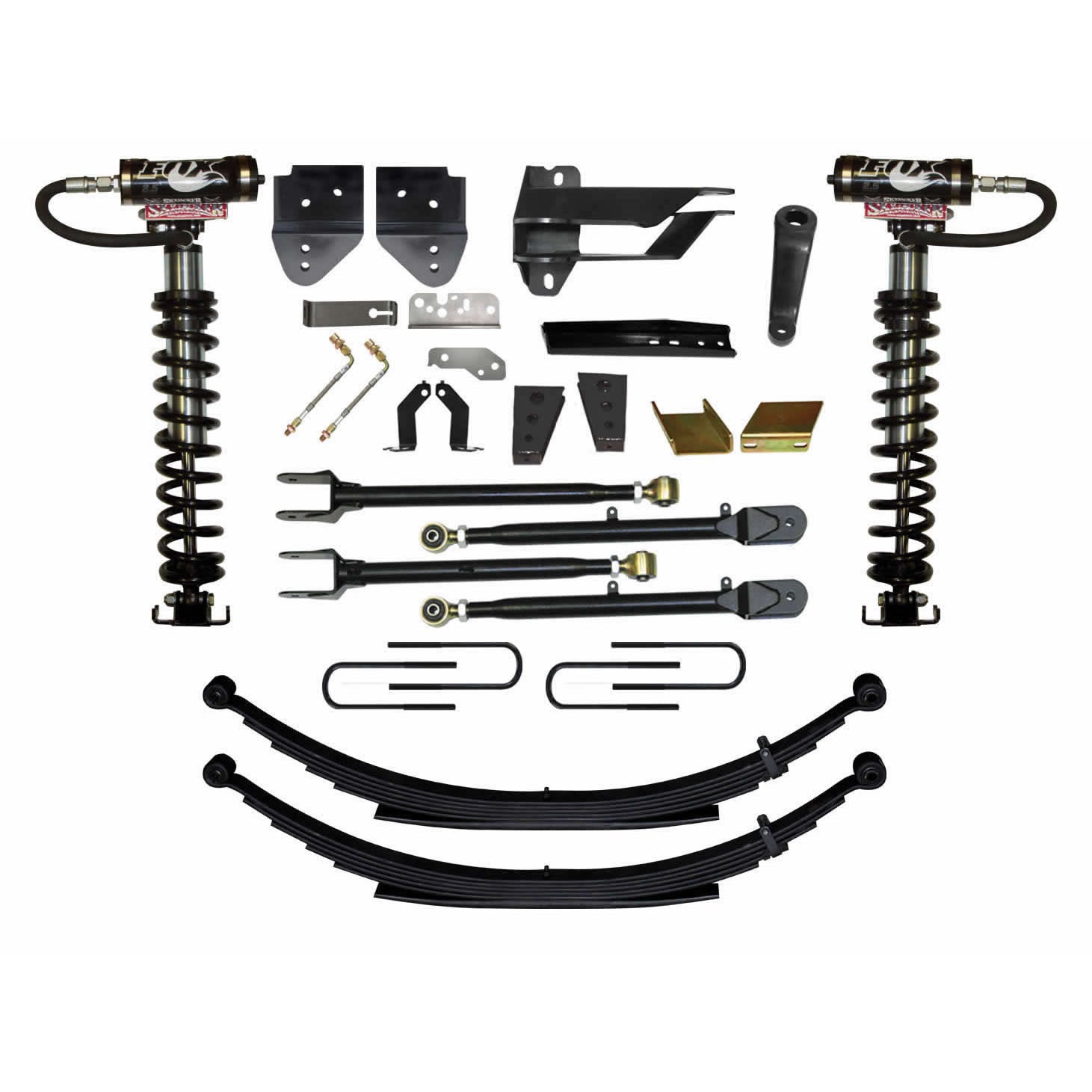 Suspension Lift Kit w/Shock 8.5 Inch Lift Class II 4-Link Sys Incl. Front Coil Over Shocks Rear Leaf Springs 17-19 Ford F-250/ F-350 Super Duty Skyjacker