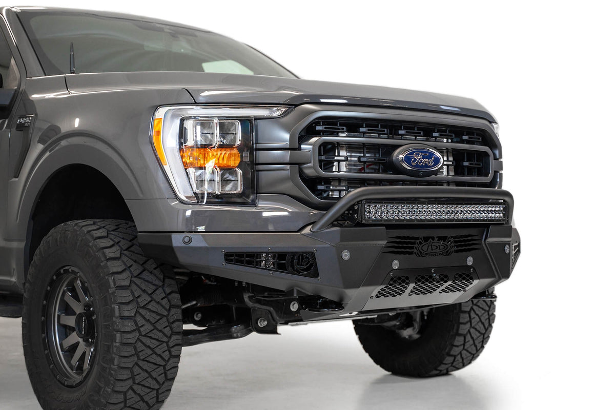 2021-2025 Ford F-150 HoneyBadger Front Bumper With Top Hoop Addictive Desert Designs-11