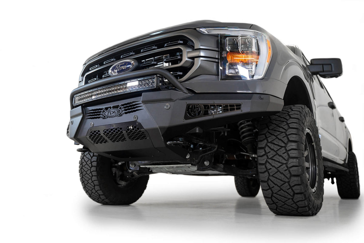 2021-2025 Ford F-150 HoneyBadger Front Bumper With Top Hoop Addictive Desert Designs-4