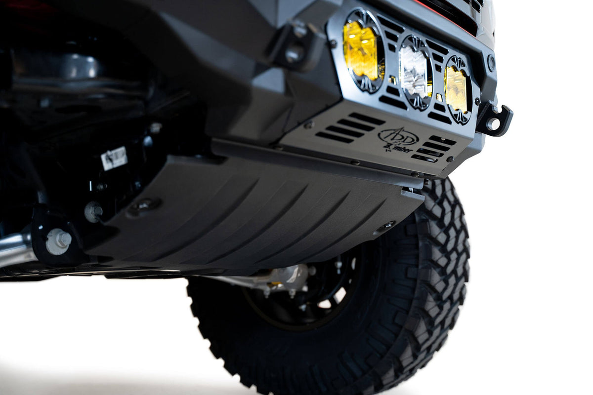 2021+ Ford Bronco Bomber Front Bumper Mounts for Three Baja LP4 Lights Addictive Desert Designs-9
