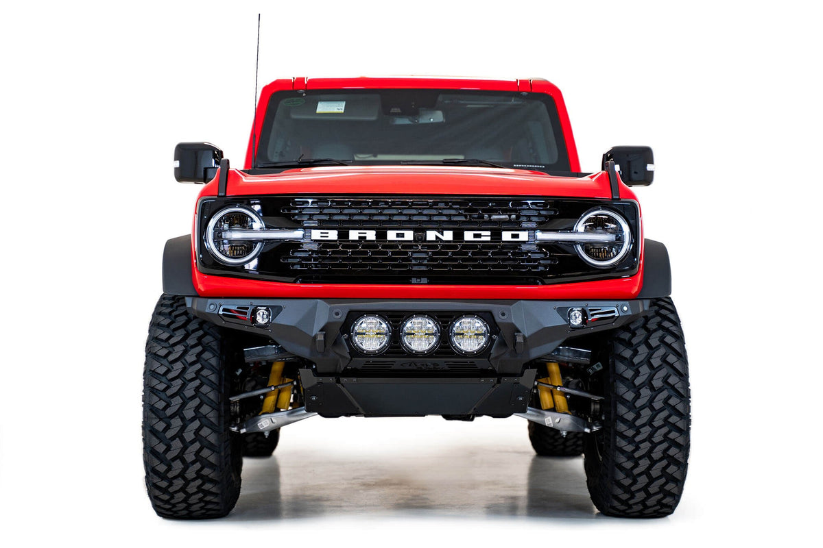 2021+ Ford Bronco Bomber Front Bumper Mounts for three Rigid 360 6 Inch lights Addictive Desert Designs-1
