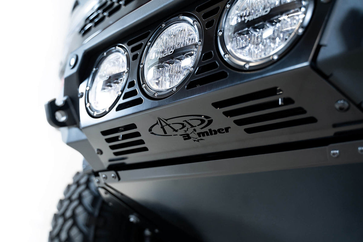 2021+ Ford Bronco Bomber Front Bumper Mounts for three Rigid 360 6 Inch lights Addictive Desert Designs-2