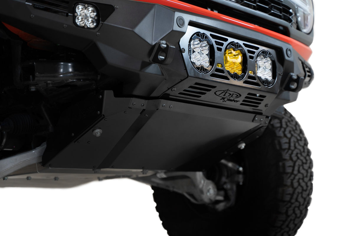 2022+ Ford Bronco Raptor Bomber Front Bumper Mounts for 3 Baja LP4 Lights Addictive Desert Designs-8