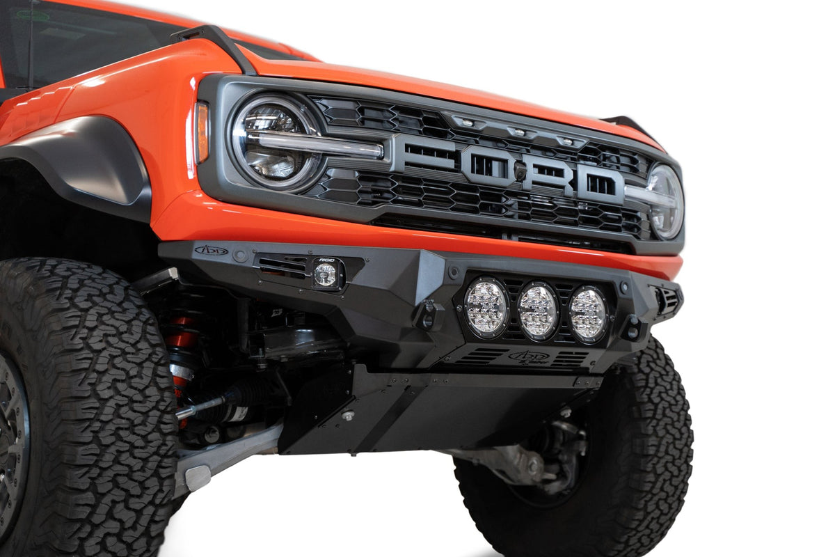 2022+ Ford Bronco Raptor Bomber Front Bumper Mounts for 3 rigid 360 6 Inch Lights Addictive Desert Designs-2