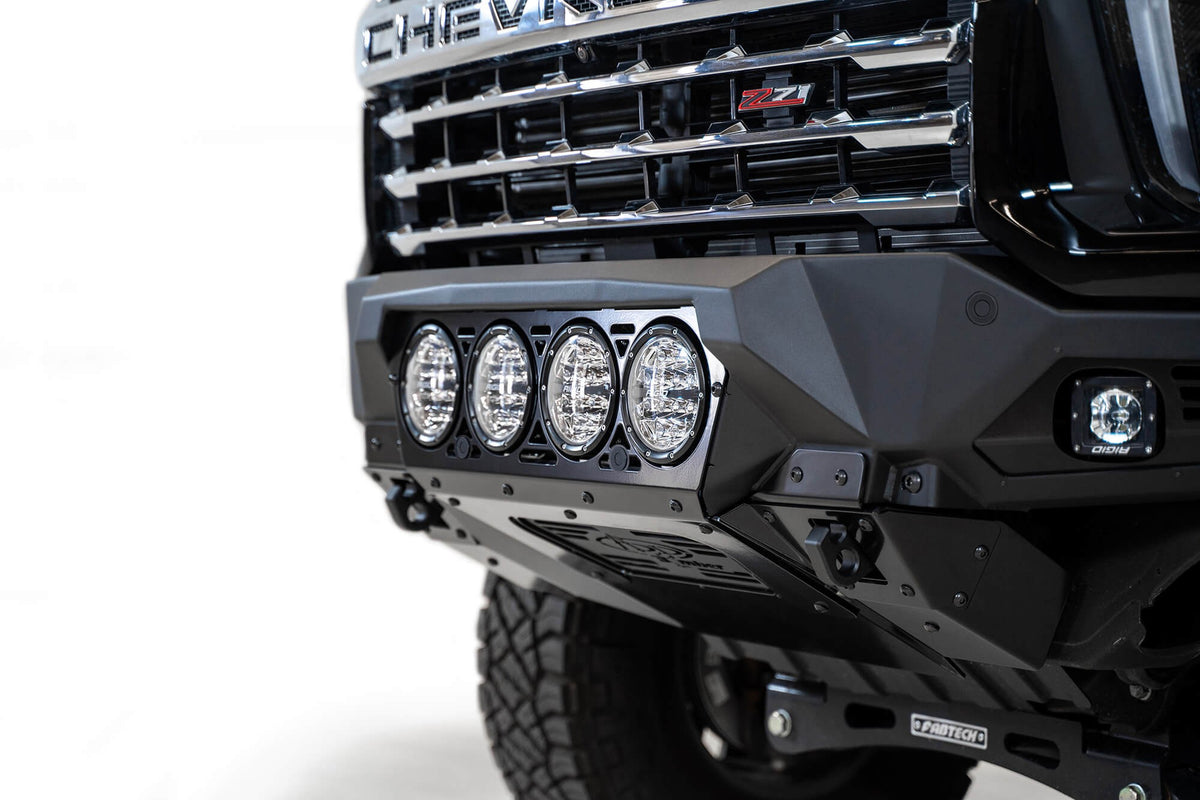 2020-2023 Chevrolet Silverado 2500/3500 Bomber Front Bumper Mounts for 4 rigid 360 6 Inch round lights Addictive Desert Designs-3