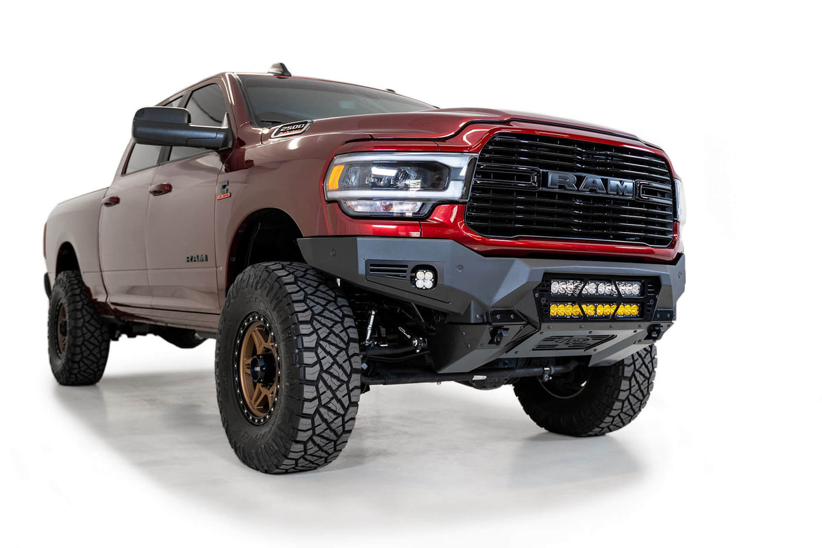 2019-2025 RAM 2500 3500 Bomber Front Bumper Mounts for two 20 inch light bars Addictive Desert Designs-1