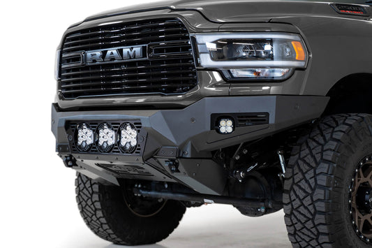 2019-2025 RAM 2500 3500 Bomber Front Bumper Mounts for three Baja Design's LP6 round lights Addictive Desert Designs