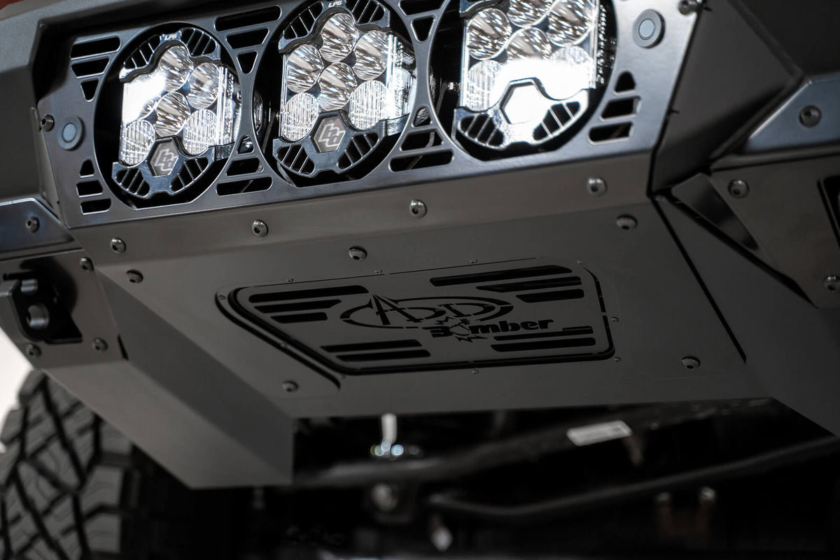 2019-2025 RAM 2500 3500 Bomber Front Bumper Mounts for three Baja Design's LP6 round lights Addictive Desert Designs-8