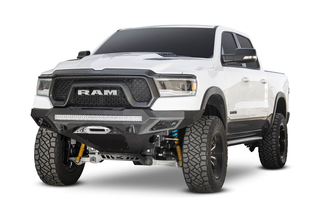 2019-2024 RAM Rebel 1500 Stealth Fighter Front Bumper With Winch Mount Addictive Desert Designs-3