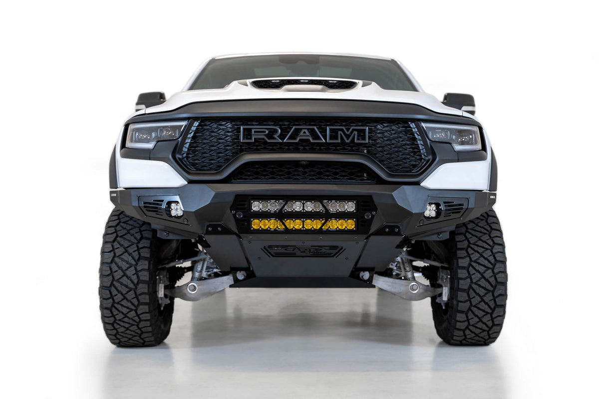 2021-2024 RAM 1500 TRX Bomber Front Bumper Mounts for two 20 Inch light bars Addictive Desert Designs-1