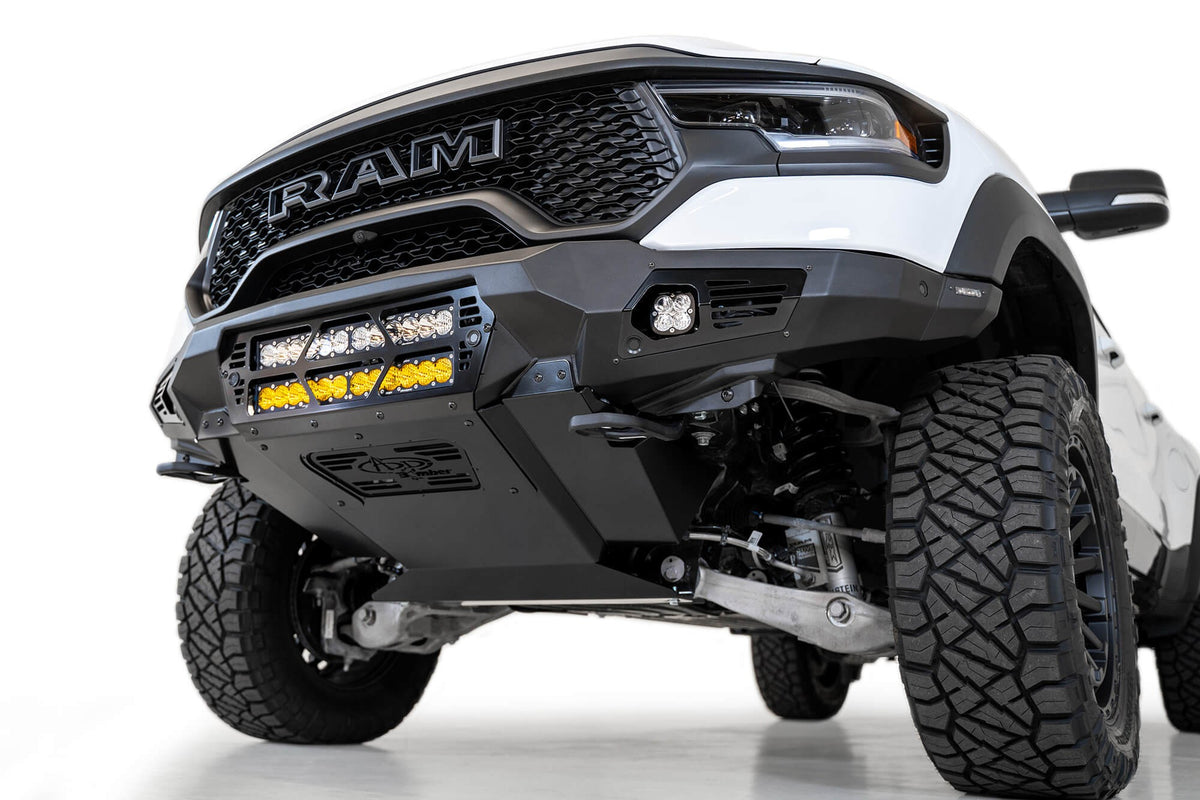 2021-2024 RAM 1500 TRX Bomber Front Bumper Mounts for two 20 Inch light bars Addictive Desert Designs-2
