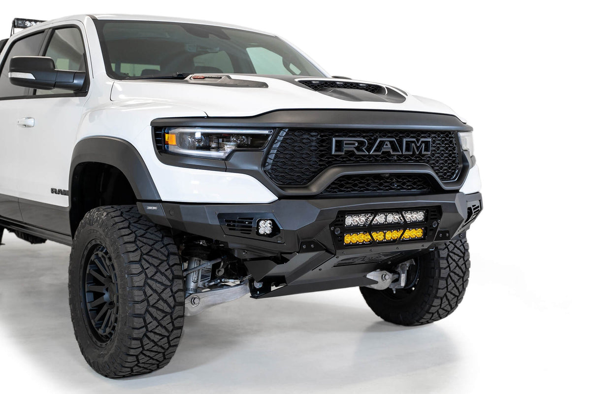 2021-2024 RAM 1500 TRX Bomber Front Bumper Mounts for two 20 Inch light bars Addictive Desert Designs-3
