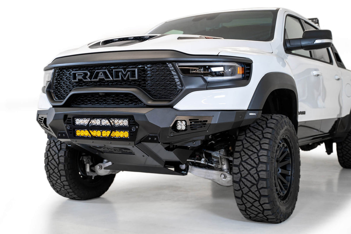 2021-2024 RAM 1500 TRX Bomber Front Bumper Mounts for two 20 Inch light bars Addictive Desert Designs-4