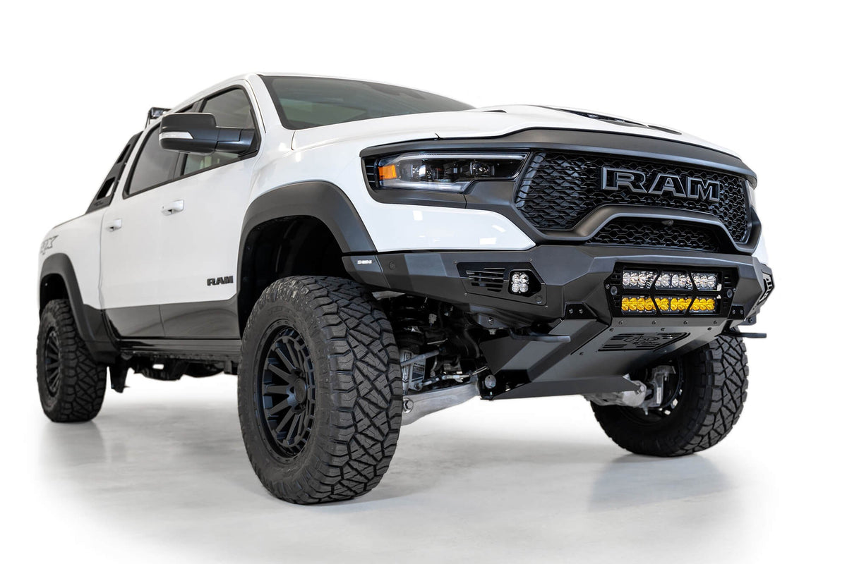 2021-2024 RAM 1500 TRX Bomber Front Bumper Mounts for two 20 Inch light bars Addictive Desert Designs-6