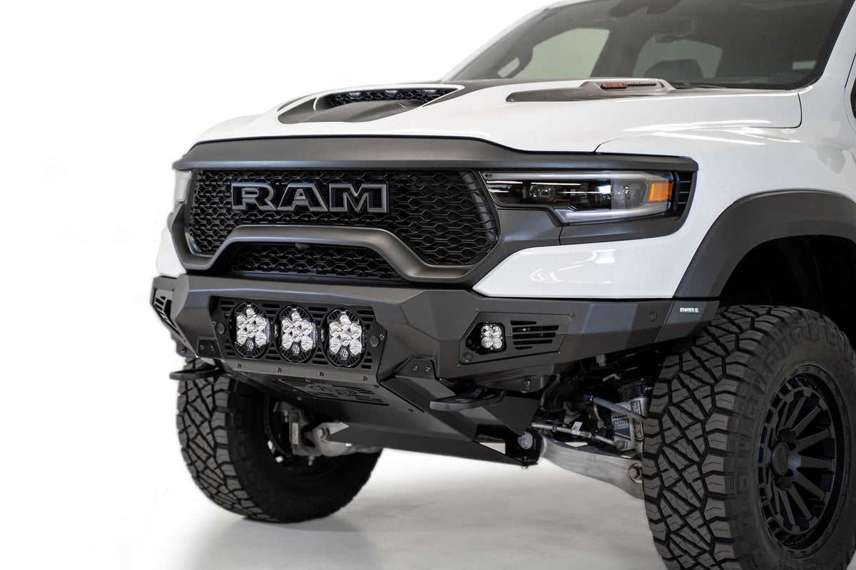 2021-2024 RAM 1500 TRX Bomber Front Bumper Mounts for 3 Baja LP6 round lights Addictive Desert Designs-1