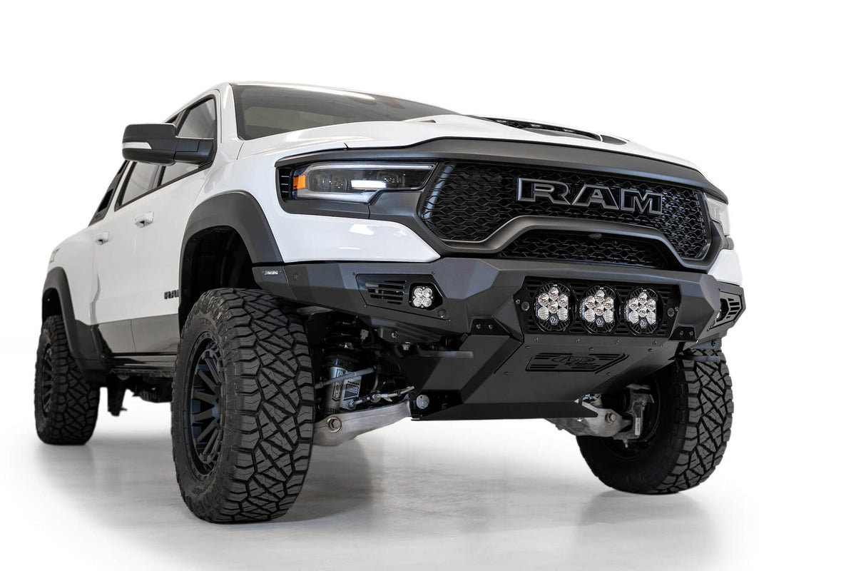 2021-2024 RAM 1500 TRX Bomber Front Bumper Mounts for 3 Baja LP6 round lights Addictive Desert Designs-2