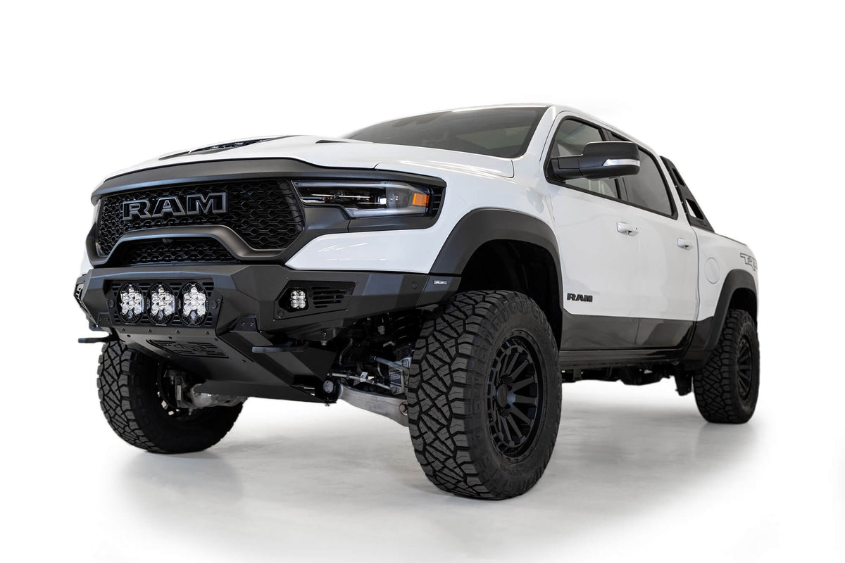 2021-2024 RAM 1500 TRX Bomber Front Bumper Mounts for 3 Baja LP6 round lights Addictive Desert Designs-7
