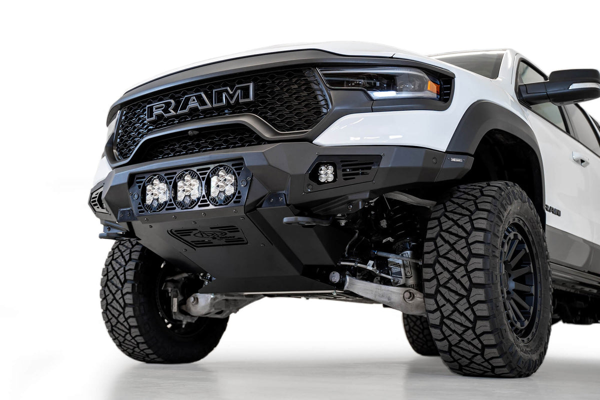 2021-2024 RAM 1500 TRX Bomber Front Bumper Mounts for 3 Baja LP6 round lights Addictive Desert Designs-8