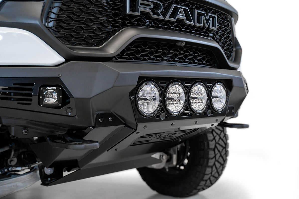 2021-2024 RAM 1500 TRX Bomber Front Bumper Mounts for 4 rigid 360 6 Inch round lights Addictive Desert Designs-1
