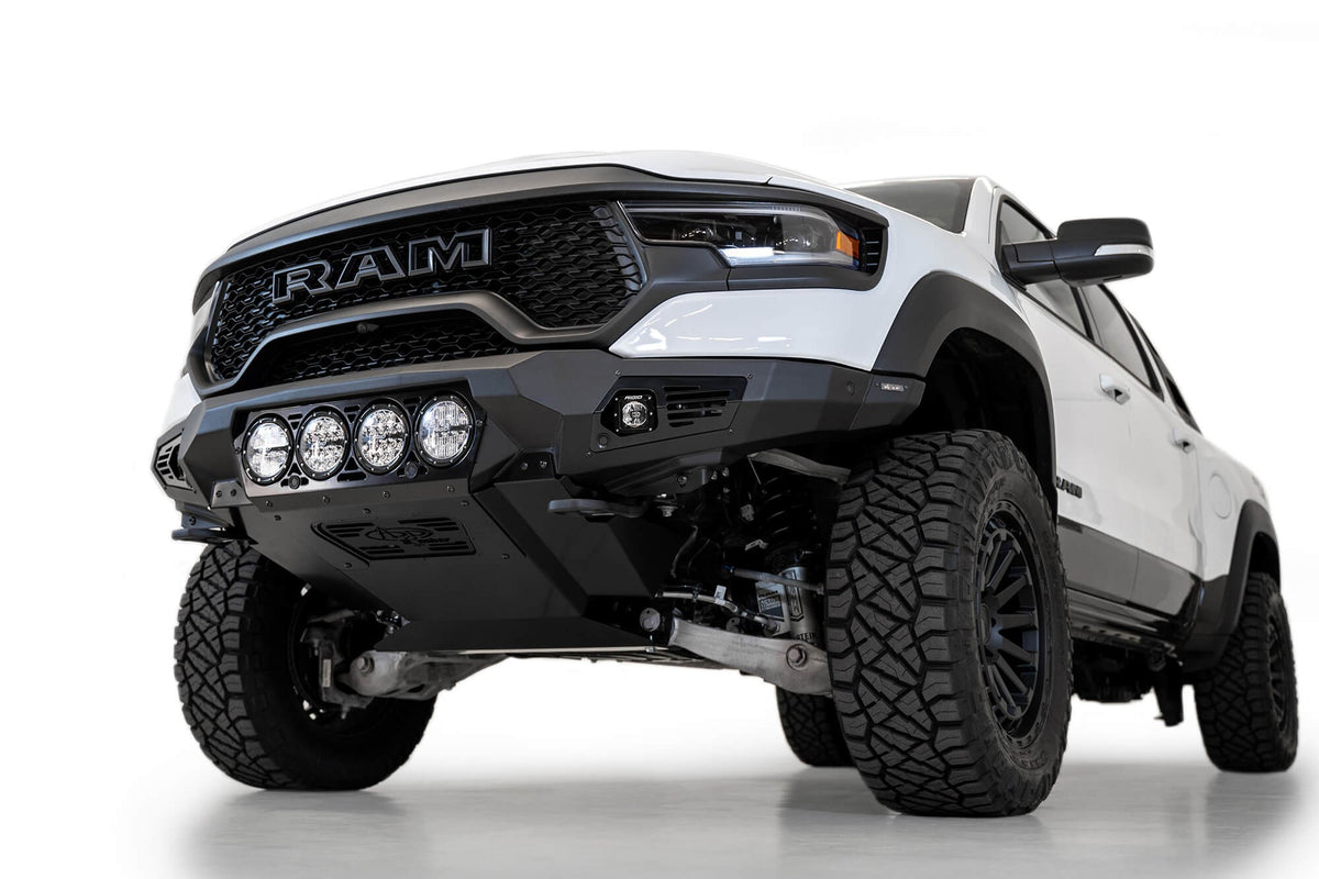 2021-2024 RAM 1500 TRX Bomber Front Bumper Mounts for 4 rigid 360 6 Inch round lights Addictive Desert Designs-2