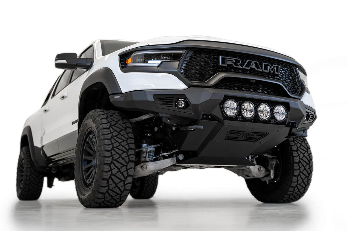 2021-2024 RAM 1500 TRX Bomber Front Bumper Mounts for 4 rigid 360 6 Inch round lights Addictive Desert Designs-8