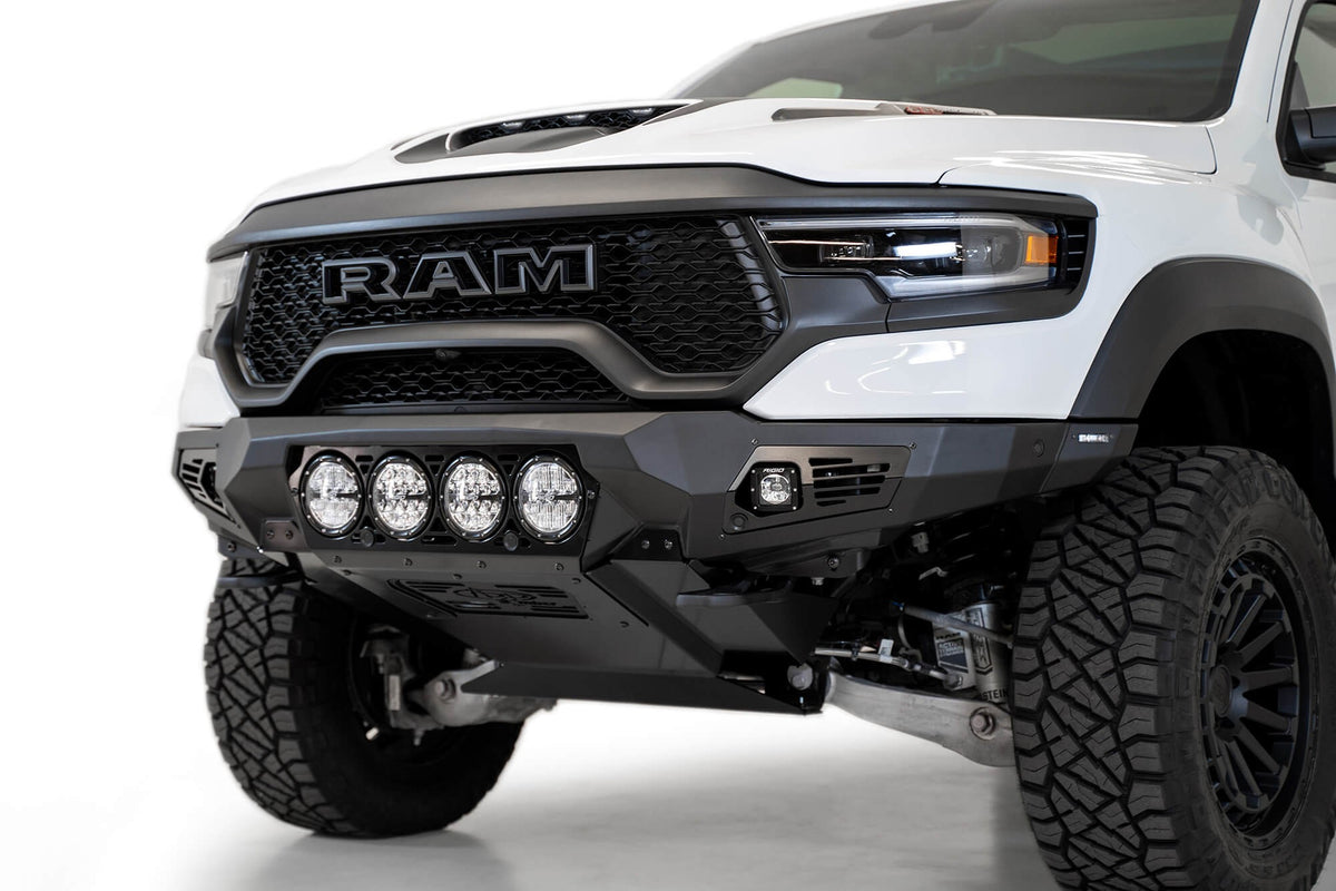2021-2024 RAM 1500 TRX Bomber Front Bumper Mounts for 4 rigid 360 6 Inch round lights Addictive Desert Designs-9