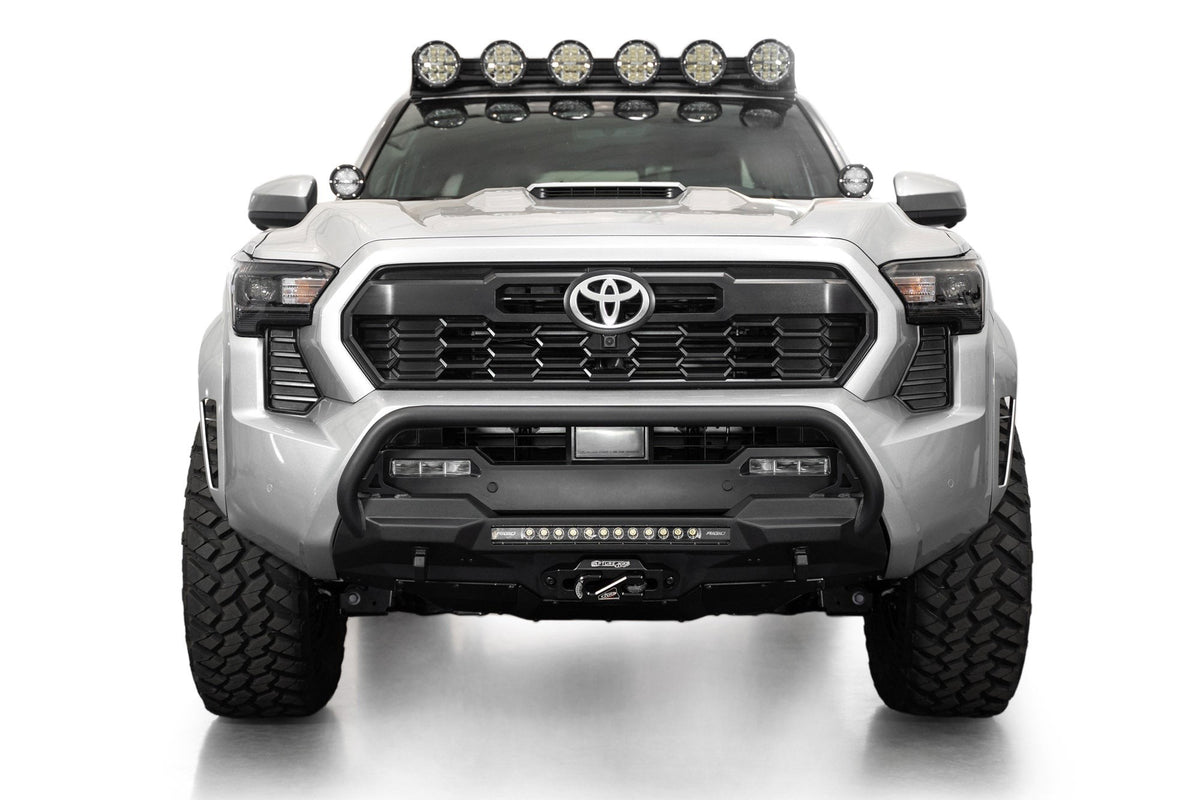 2024-2025 Toyota Tacoma Stealth Center Mount Winch Front Bumper With Top Hoop Addictive Desert Designs-2