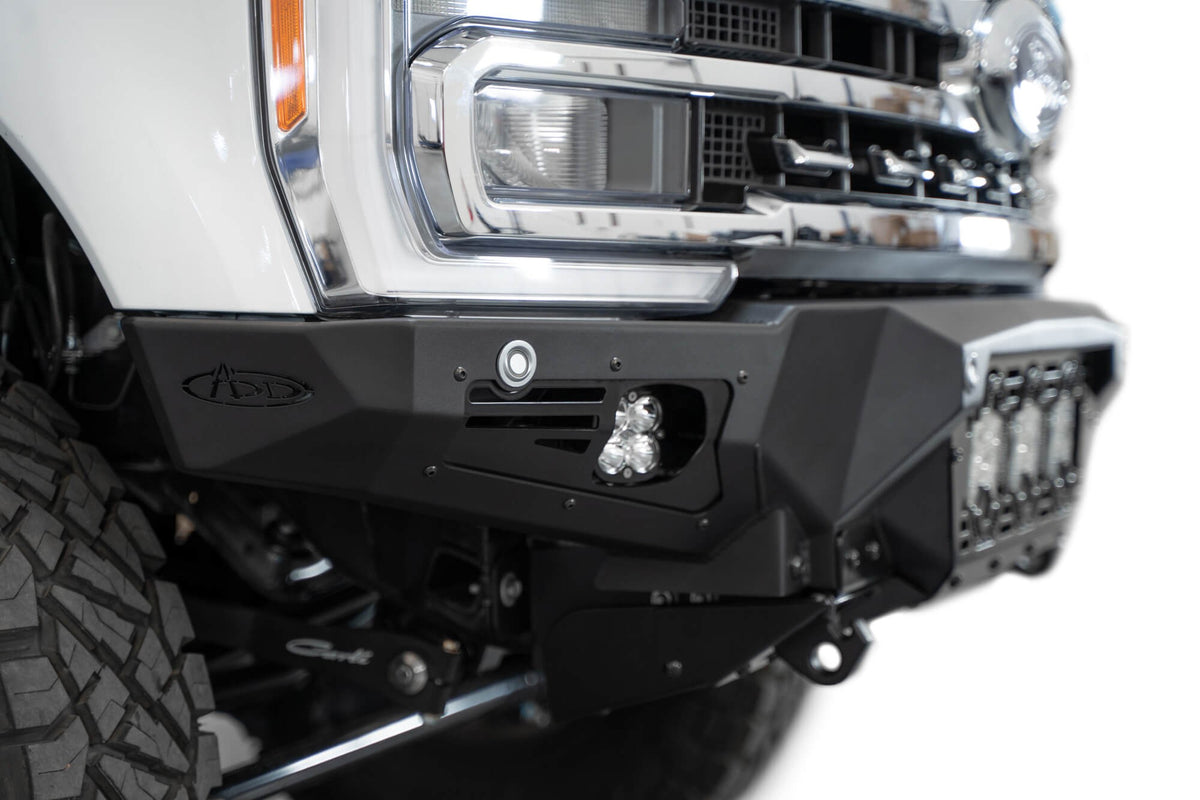 2023-2025 Ford Super Duty F-250 F-350 Bomber Front Bumper Recessed Mounts for 3 Baja LP6 Lights in Center Addictive Desert Designs-4
