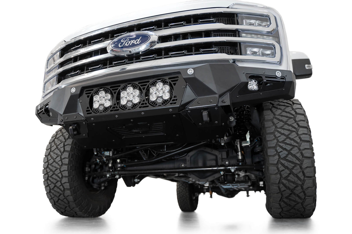 2023-2025 Ford Super Duty F-250 F-350 Bomber Front Bumper Recessed Mounts for 3 Baja LP6 Lights in Center Addictive Desert Designs-5