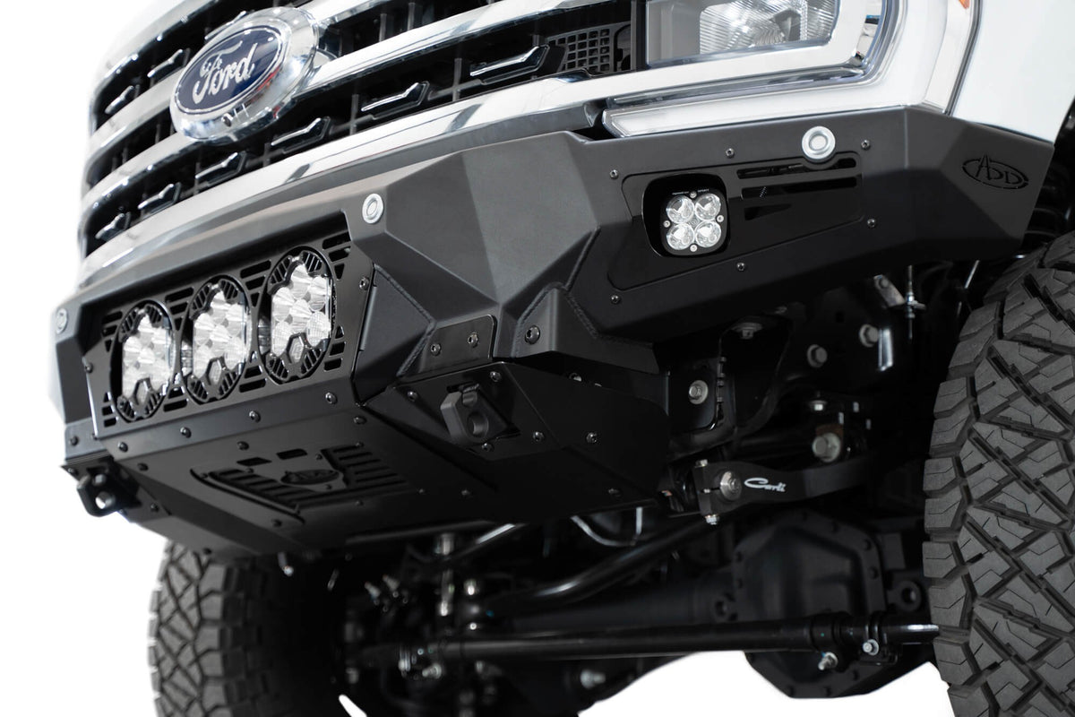 2023-2025 Ford Super Duty F-250 F-350 Bomber Front Bumper Recessed Mounts for 3 Baja LP6 Lights in Center Addictive Desert Designs-6