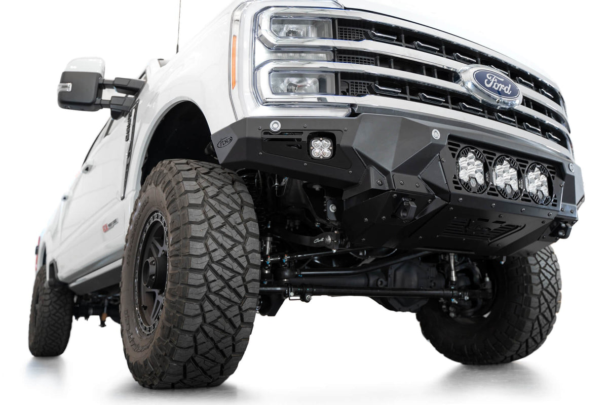 2023-2025 Ford Super Duty F-250 F-350 Bomber Front Bumper Recessed Mounts for 3 Baja LP6 Lights in Center Addictive Desert Designs-7