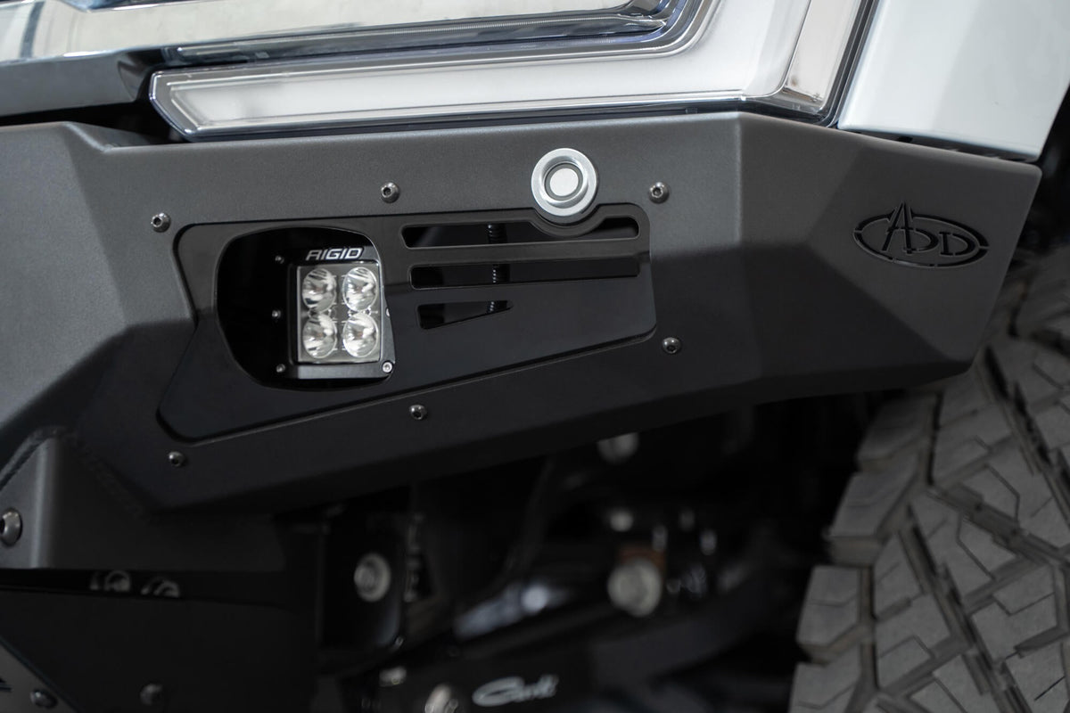 2023-2025 Ford Super Duty F-250 F-350 Bomber Front Bumper Recessed Mounts for 4 Rigid 360 Lights in Center Addictive Desert Designs-11