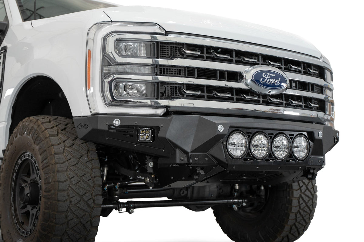 2023-2025 Ford Super Duty F-250 F-350 Bomber Front Bumper Recessed Mounts for 4 Rigid 360 Lights in Center Addictive Desert Designs-3