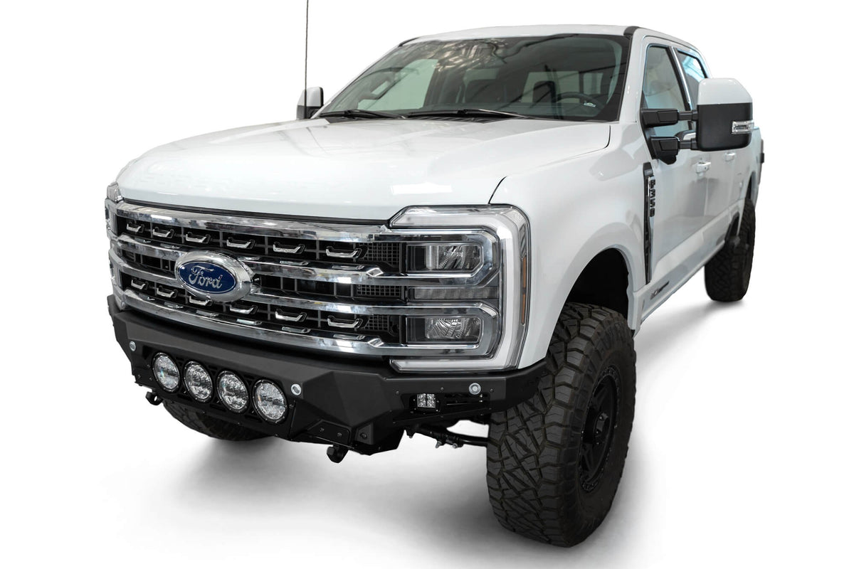 2023-2025 Ford Super Duty F-250 F-350 Bomber Front Bumper Recessed Mounts for 4 Rigid 360 Lights in Center Addictive Desert Designs-4