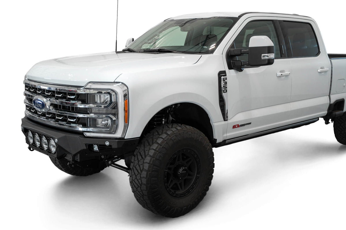 2023-2025 Ford Super Duty F-250 F-350 Bomber Front Bumper Recessed Mounts for 4 Rigid 360 Lights in Center Addictive Desert Designs-5