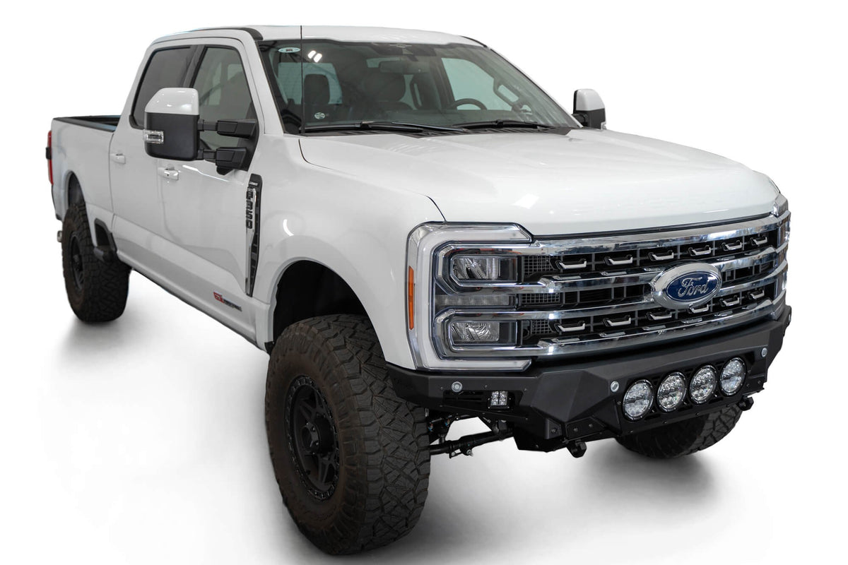 2023-2025 Ford Super Duty F-250 F-350 Bomber Front Bumper Recessed Mounts for 4 Rigid 360 Lights in Center Addictive Desert Designs-7