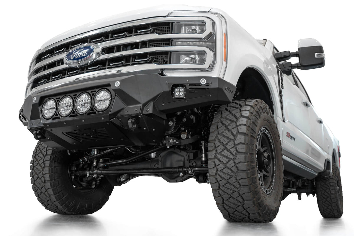 2023-2025 Ford Super Duty F-250 F-350 Bomber Front Bumper Recessed Mounts for 4 Rigid 360 Lights in Center Addictive Desert Designs-9