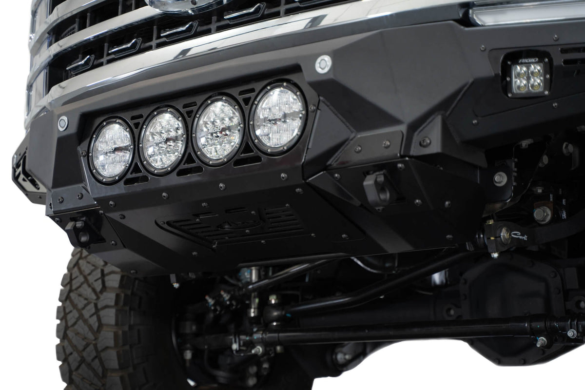 2023-2025 Ford Super Duty F-250 F-350 Bomber Front Bumper Recessed Mounts for 4 Rigid 360 Lights in Center Addictive Desert Designs-10