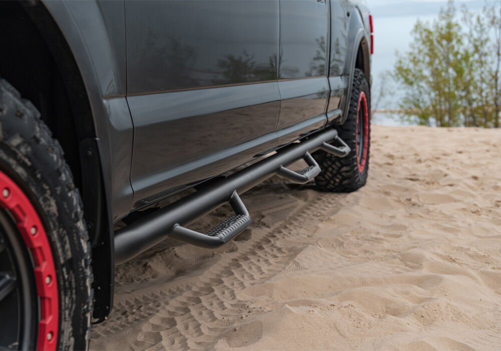 Nerf Step Bar Wheel-to-Wheel with Bed Access (3 Steps per Side) 3 Inch Main Tube Diameter 1999-2016 Ford F-250/F-350 with Single Rear Wheels Textured Black N Fab NFab-15