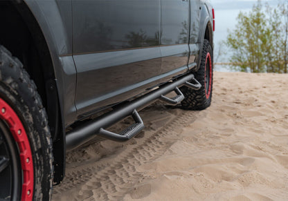 Nerf Step Bar Wheel-to-Wheel with Bed Access (3 Steps per Side) 3 Inch Main Tube Diameter 1999-2016 Ford F-250/F-350 with Single Rear Wheels Textured Black N Fab NFab-15