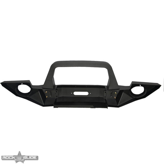 Jeep JK Full Front Bumper For 07-18 Wrangler JK With Winch Plate Bull Bar Black Powdercoated Rigid Series Rock Slide Engineering-1