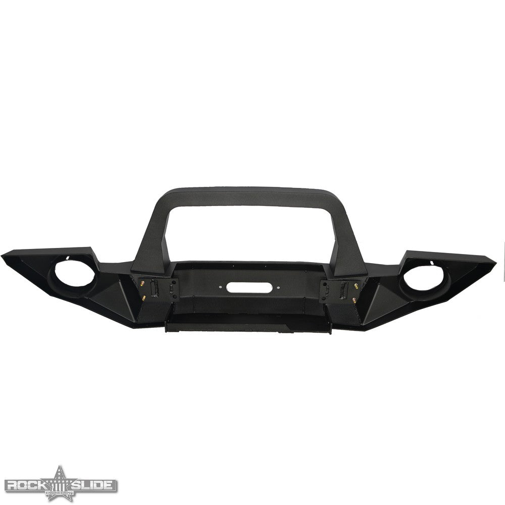 Jeep JK Full Front Bumper For 07-18 Wrangler JK With Winch Plate Bull Bar Black Powdercoated Rigid Series Rock Slide Engineering-1