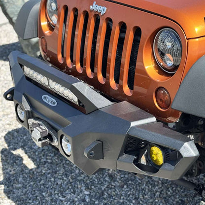 Appalachian Steel Mid Front Bumper With Winch Plate Wragnler JK Rock Slide Engineering-4