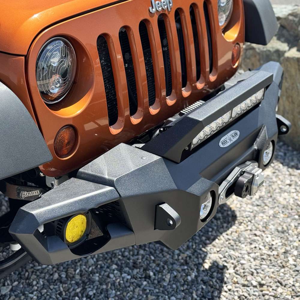 Appalachian Steel Mid Front Bumper With Winch Plate Wragnler JK Rock Slide Engineering-5