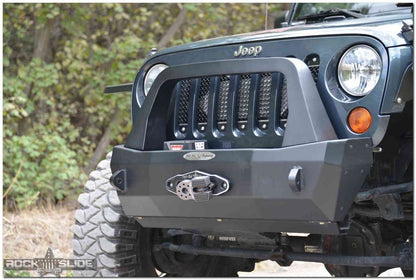 Jeep JK Shorty Front Bumper For 07-18 Wrangler JK Complete With Winch Plate Rigid Series Rock Slide Engineering-1