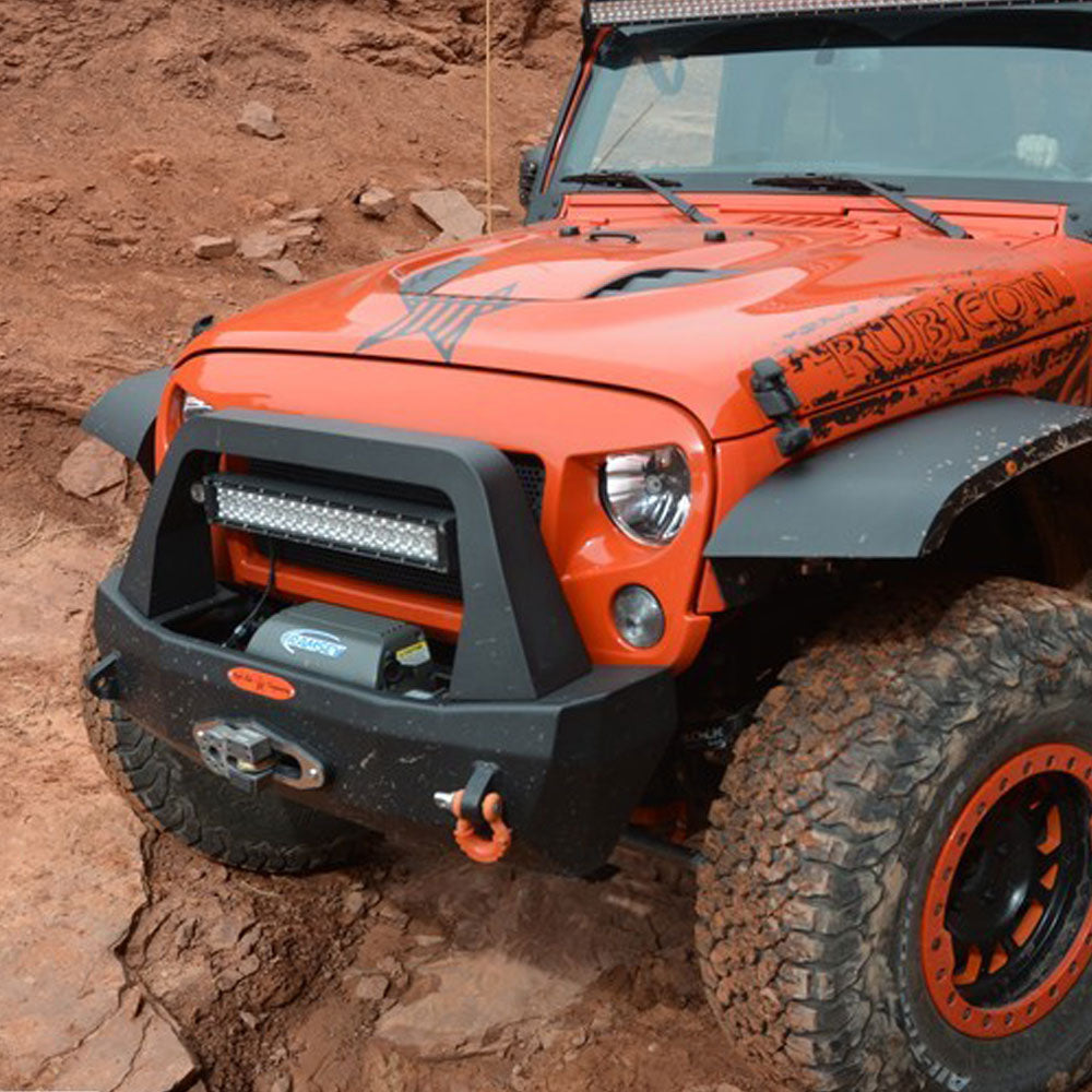 Jeep JK Shorty Front Bumper For 07-18 Wrangler JK Complete With Winch Plate Rigid Series Rock Slide Engineering-3